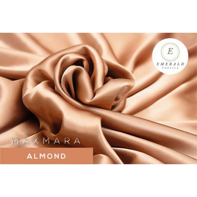 ( BUKAN HIJAB ) SETENGAH METER Kain Satin Charmuse Maxmara Silk Premium - Almond ( HARGA PER 50cm KAIN )