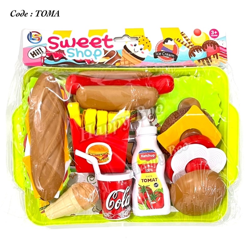 mainan kitchen set anak toma set nampan fast food sweet shop mainan pondok masak masak set cewek