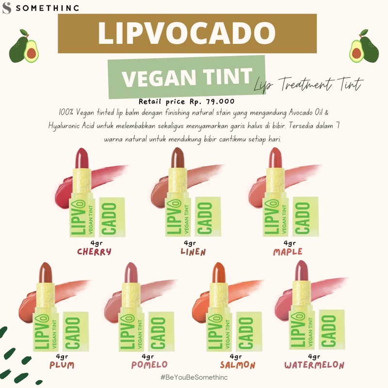 SOMETHINC LIPVOCADO Vegan Lip Treatment Tint - Lip Balm Warna