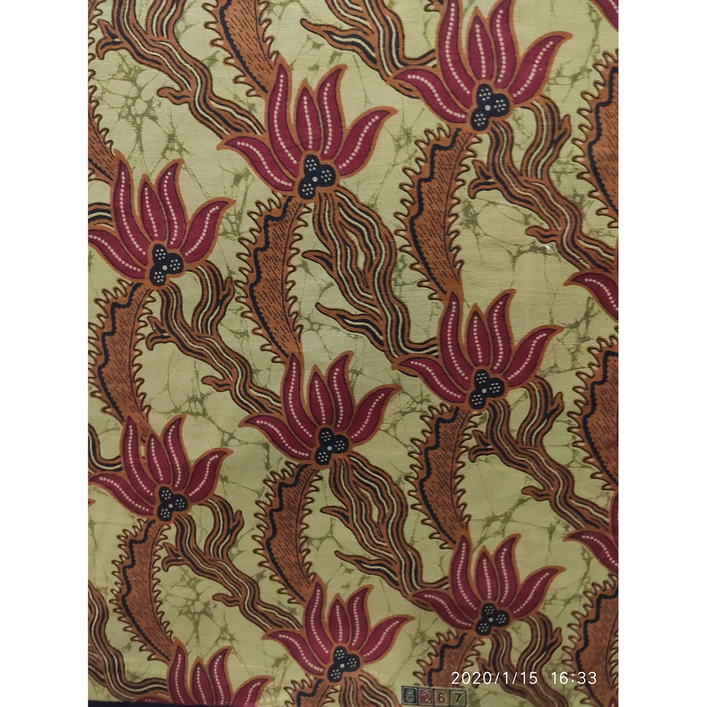 Kain Batik Katun Batu Raden 5858  VAR16 Rumput Lumut Maron