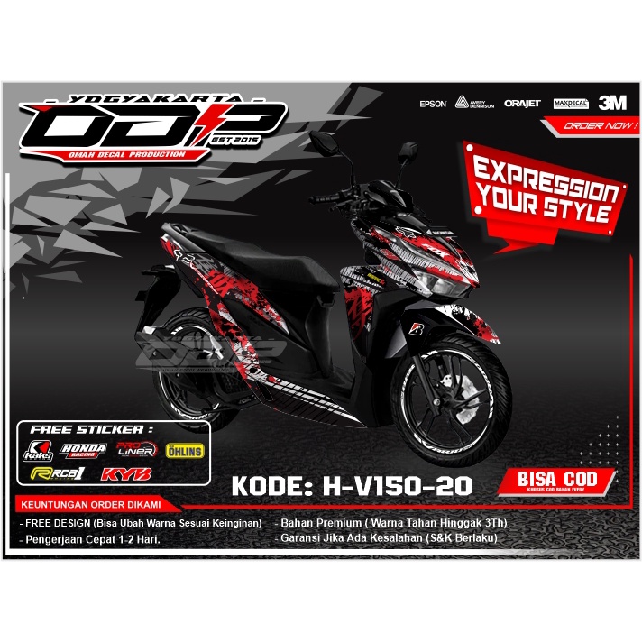 VARIASI AKSESORIS STIKER DECAL VARIO 125 INJEKSI FI FULL BODY DEKAL STRIPING HONDA NEW VARIO 150 201