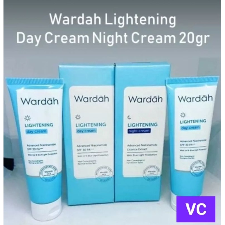 (BISA COD)WARDAH LIGHTENING PAKET GLOWING ISI 2 KRIM MALAM DAN KRIM SIANG 20ml