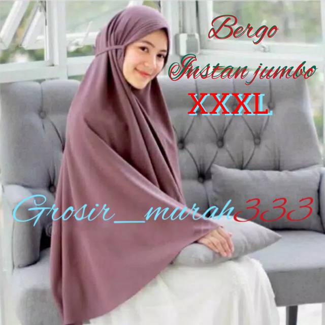 BISA COD BERGO  SYARI KHIMAR XXXL TALI NON PET JILBAB  HIJAB 