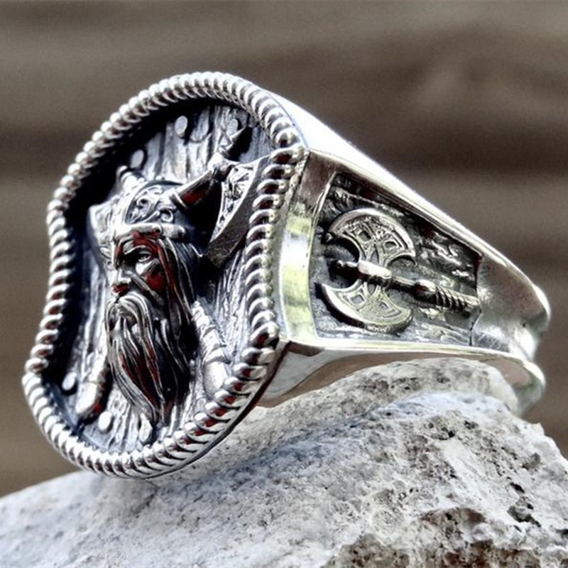 Cincin Bahan Stainless Steel 316l Desain Palu Thor Gaya Vikingnorse Paganbiker Untuk Pria