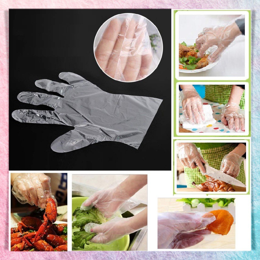 Sarung Tangan Plastik Transparan Sekali Pakai Isi 100 Pcs Food Grade Steril Higienis Disposable Plastic Gloves