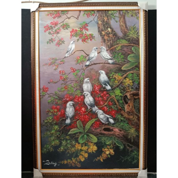 lukisan burung jalak bali k1