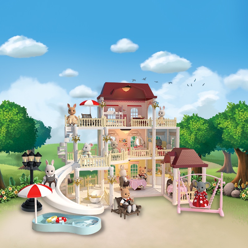 Koala Town Luxury Villa Paradise - Koala Doll House 3 tingkat - mainan edukasi