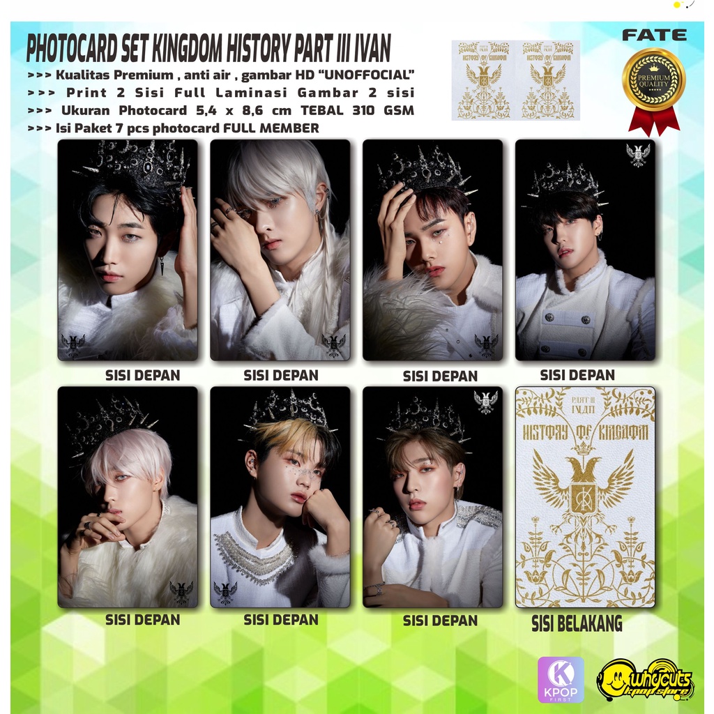 PHOTOCARD PC KPOP PREMIUM KINGDOM // KINGDOM HISTORY PART 3 // PRINT 2 SISI // FULL LAMINASI