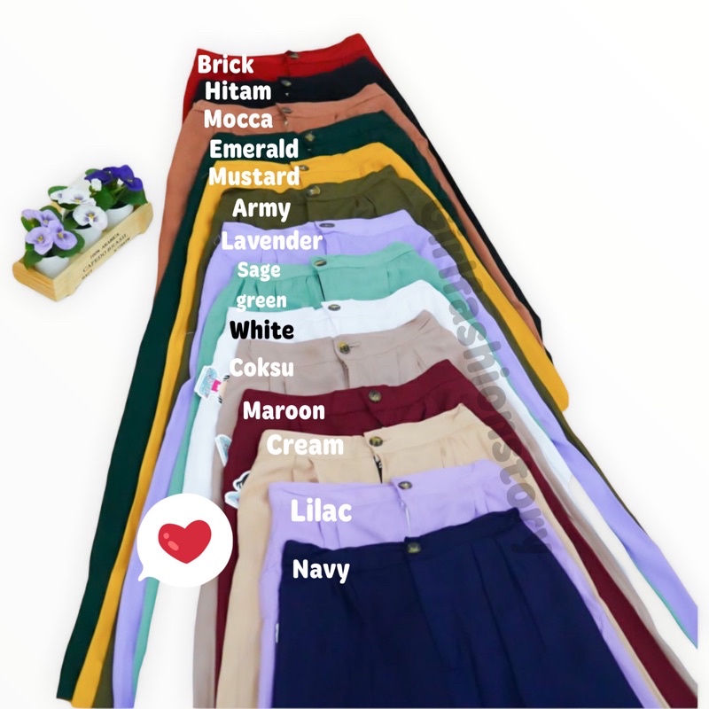 GFS HIGHWAIST KULOT RAYON DIAMOND PANJANG DENGAN KANCING DAN SELETING