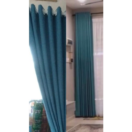 gorden custom blackout warna biru tosca paket +batang