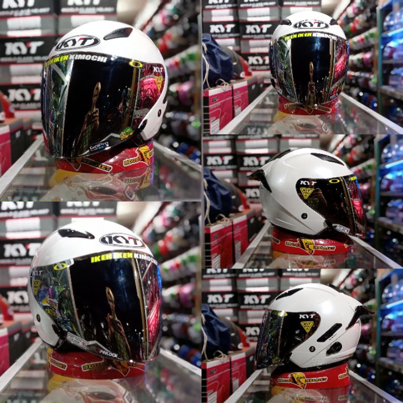 HELM KYT GALAXY  WHITE PAKET GANTENG KACA VENOM 100% ORIGINAL SNI~DOT-H-v-gold/silver+spo7