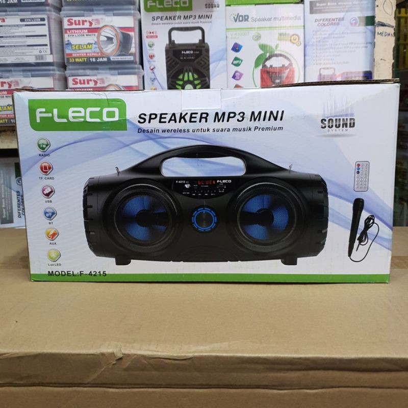 Speaker suara ngebas Speaker Bluetooth Fleco F 4215 + Bonus Mic