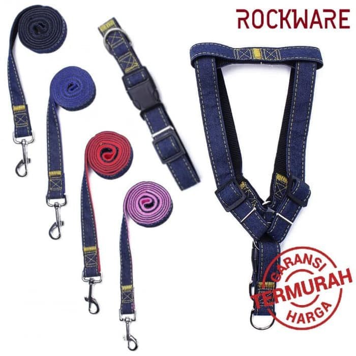 ROCKWARE Dog Leash Adjustable Harness Neck Collar Set Canvass Model Black