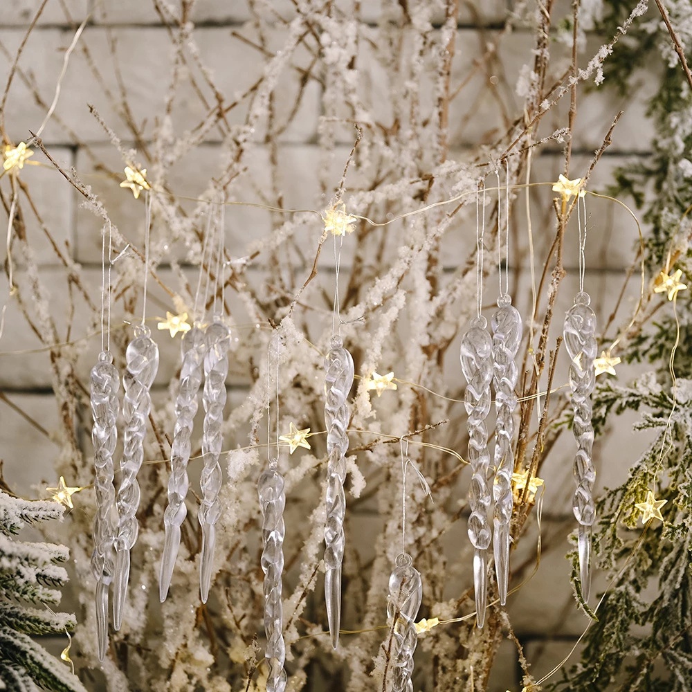 [ 12Pcs/Set Christmas Simulation Icicle Pendant  For Xmas  Hanging Ornaments Tree Home Decoration  ]