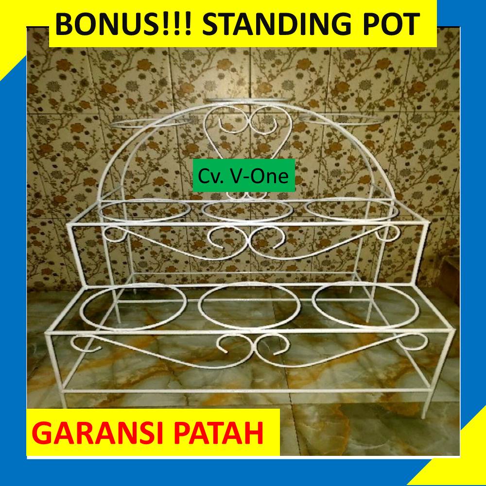 Jual Rak Bunga Susun Besi Minimalis Tanaman Hias Standing Pot Bertingkat Dudukan Ukuran Pot