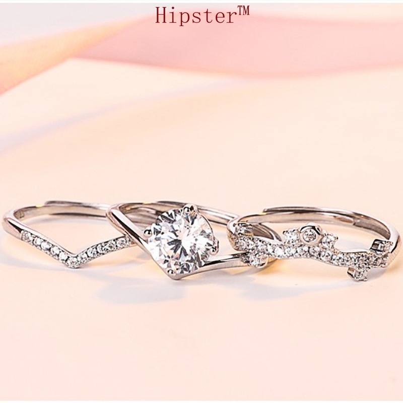 New Personalized Fashion Creative Twin Crown Inlaid Diamond Ring