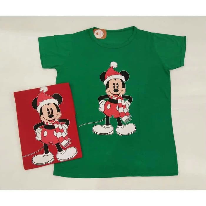 Kaos Wanita Jumbo Lurus Mickey Mouse Edisi Natal