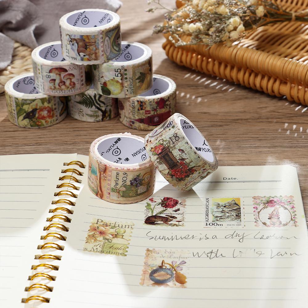 Stiker Washi Nanas Retro Diary Planner Jurnal Vintage Stamp Tape