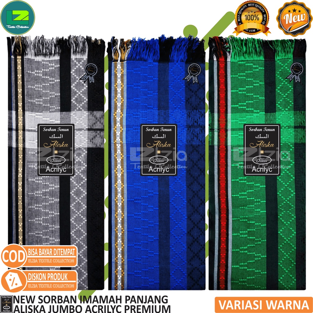 SORBAN PANJANG SORBAN ALISKA JUMBO BAHAN AKRILIK PREMIUM