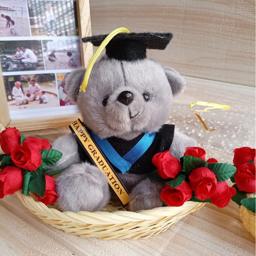 boneka wisuda keranjang exclisive original by teddy showroom GRATIS BUKET BUNGA ROSE