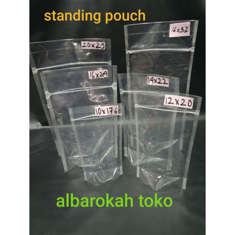 Standing pouch bening transparan / plastik klip bening bisa berdiri untuk snack (UKURAN MEDIUM)