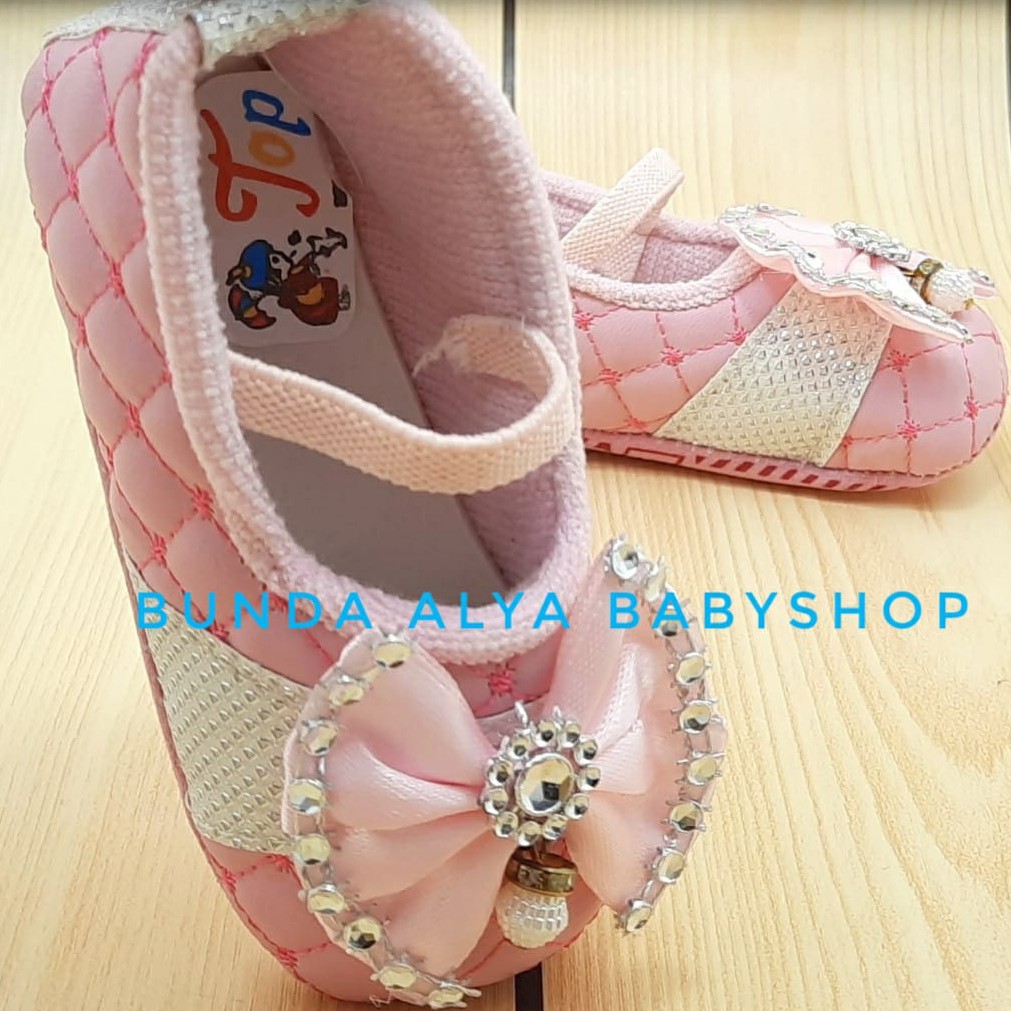 Sepatu Bayi Perempuan Pita PINK - Prewalker Baby Girl - PW Bayi - Sepatu Bayi Cewek Alas Kain SALE