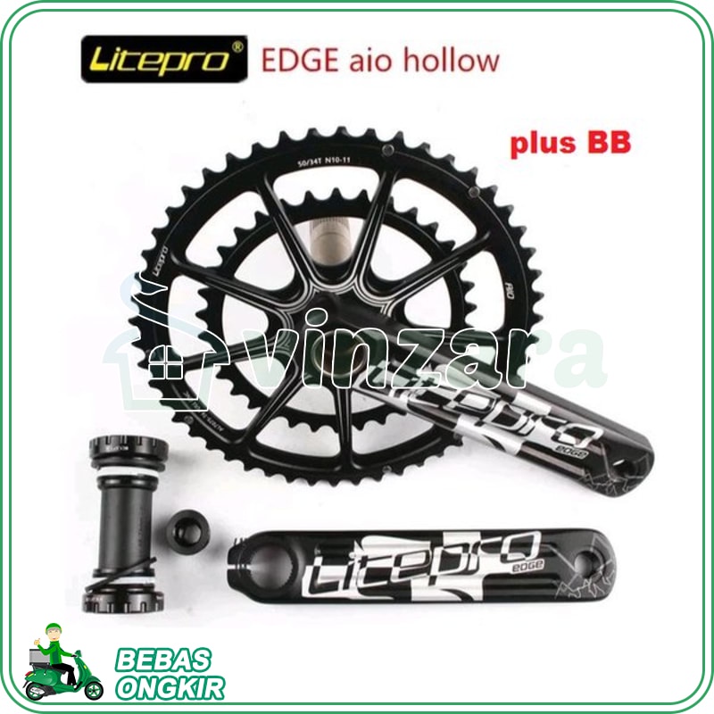 Crank Litepro edge hollow 39 53T BCD 130 mm 13 cm Arm set  bottom bracket BB Hollowtech HT2 170mm 17