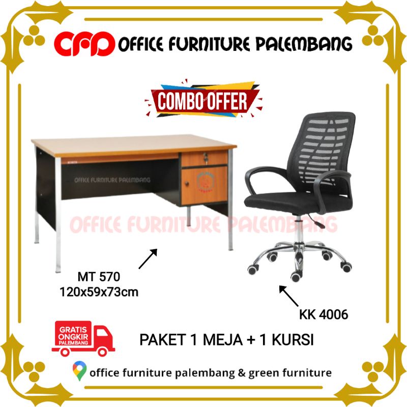 paket meja kantor + kursi kantor mt 570 kursi jaring kk 4006 meja tulis meja kerja meja komputer kur