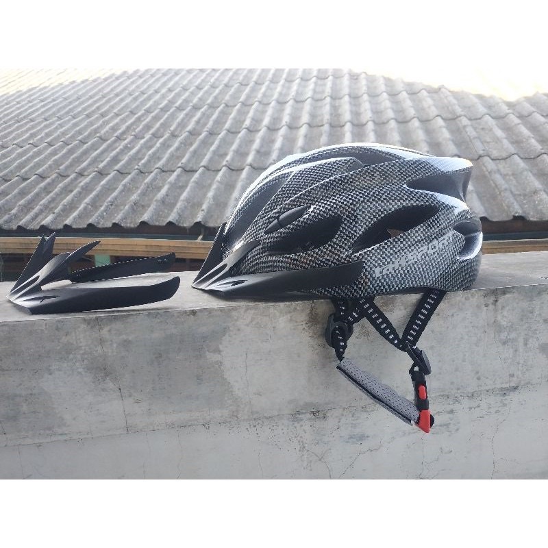 (bayar ditempat) helm sepeda gunung mtb roadbike + aksesoris(7item &amp; 5item) - merah carbon