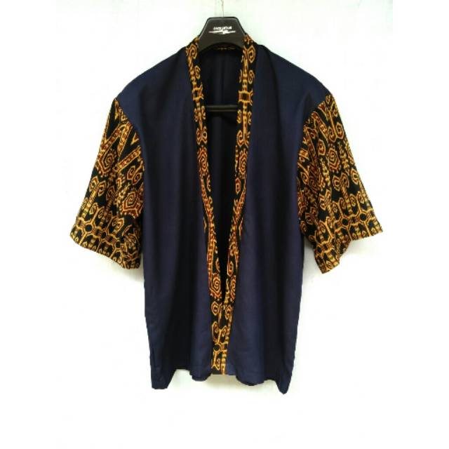 Kimono Outer Etnik Batik Dayak Kaltim Basic Dark Navy | Shopee Indonesia