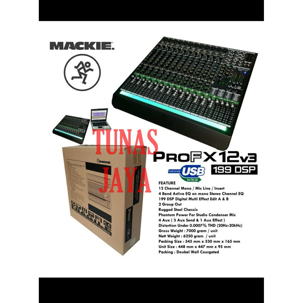 Mixer audio mackie pro FX12V3 12 channel FX12 v3 FX 12 effect 199 DSP