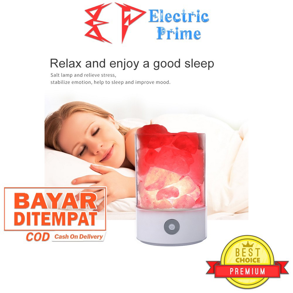 LED Lampu Batu Garam USB Kristal Himalaya Penerang Malam Tempat Tidur Kerja Ruang Tamu