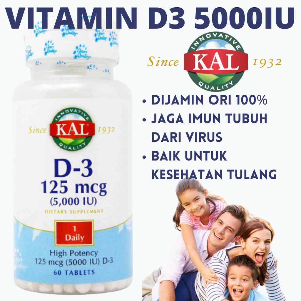 KAL D3 5000 IU VITAMIN D 5000 IU ORIGINAL ISI 90 SOFTGELS VITAMIN D TINGKATKAN IMUN JAGA DAYA TAHAN 