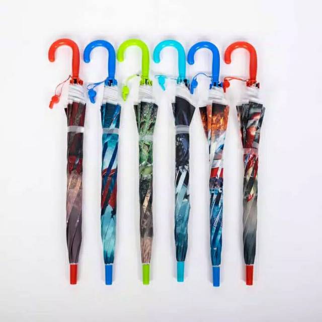 Payung anak transparan doff bermotif Superhero