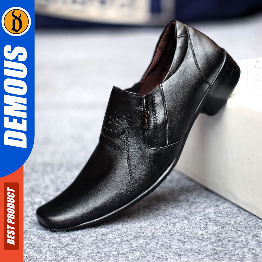 DEMOUS VEIL - Sepatu Pantofel Kerja Kulit Asli Hitam Pria