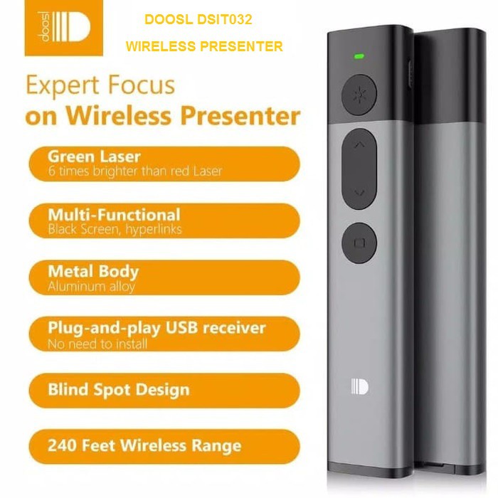 DOOSL DSIT032 - Green Laser Pointer 2.4GHz Wireless Presenter - Remote Presentasi Terbaik Saat Ini!!