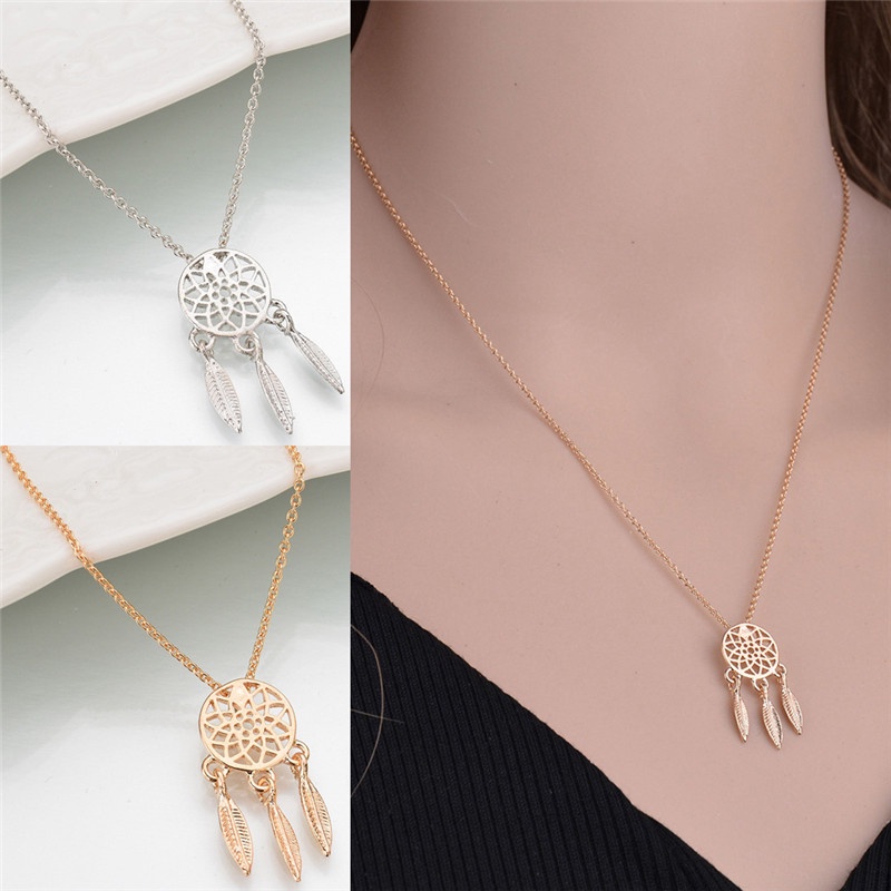 Kalung Rantai Panjang Dengan Liontin Dream Catcher Gaya Retro Untuk Wanita