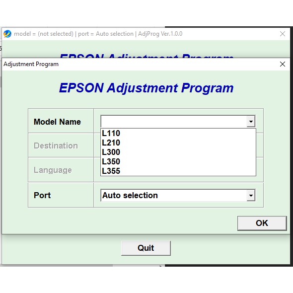 Resetter Epson L110 L210 L300 L350 L355 Multi Adjustment Program Shopee Indonesia