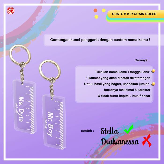 

CUSTOM GANTUNGAN KUNCI NAMA Penggaris- Ruler