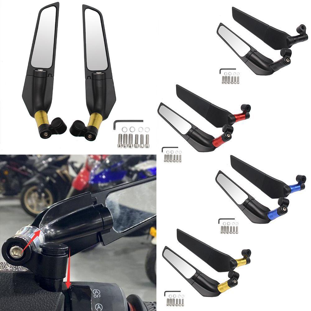 Suyo 1pasang Kaca Spion Sayap Angin Aksesoris Motor Rotating Side Mirror Spoiler Cermin Adjustable