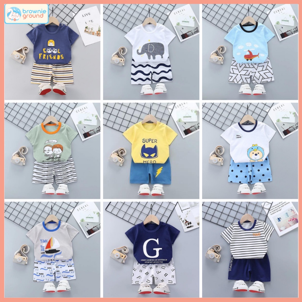 Baju anak import KOREA ADA KANCING BAHU / Setelan baju bayi Motif Karakter lucu usia 0-2 tahun Import