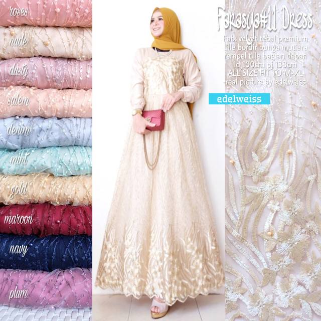 Farasya Dress Kondangan Dress Tile Jumbo Dress Brukat Jumbo Party Dress Ld 120 Ld 110 Ld 100 Gamis J