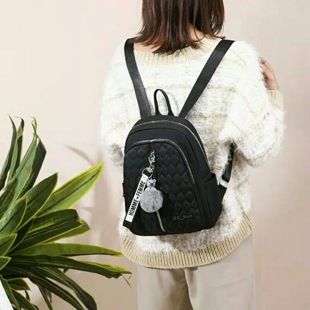 New Famous Tas Backpack Stylish EVELLYN REST TENGAH - MICRO GELEMBUNG Free Gantungan /tas bedcover