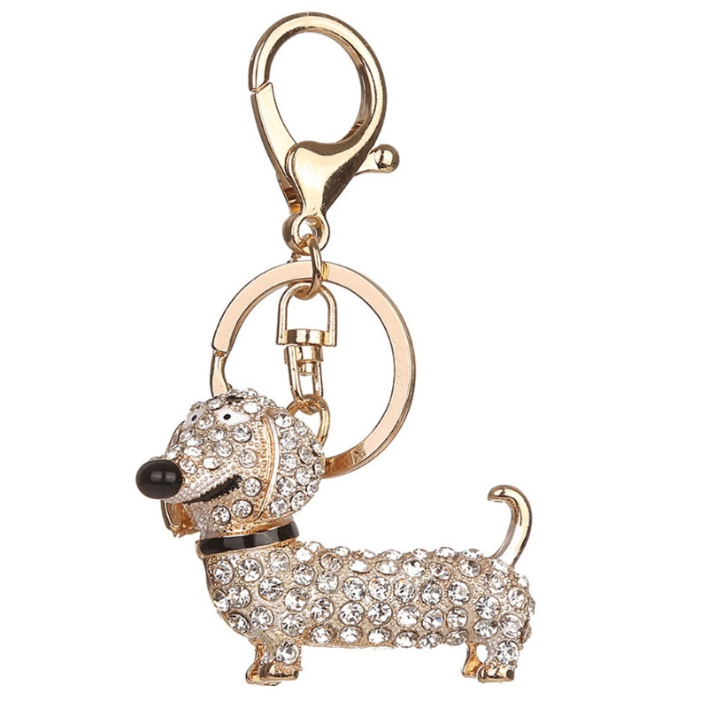 SIY  Bling Dog Dachshund Keychain Handbag Purse Pendant Car Holder Key Ring Jewelry