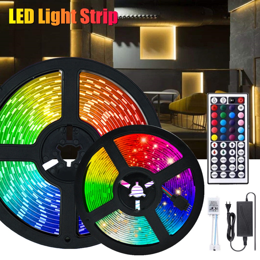 Led Strip RGB 5050 220V 5Meter plus Remote dan Controller, Set Lengkap Langsung pakai Led fleksibel anti air 5M Strip Flexible Light Waterproof 5050 RGB 5M Remote Warna Multi Warna Paket Lampu LED strip 5 10 Meter RGB 5050 2835 3528 IP33 IP44 5M 10M