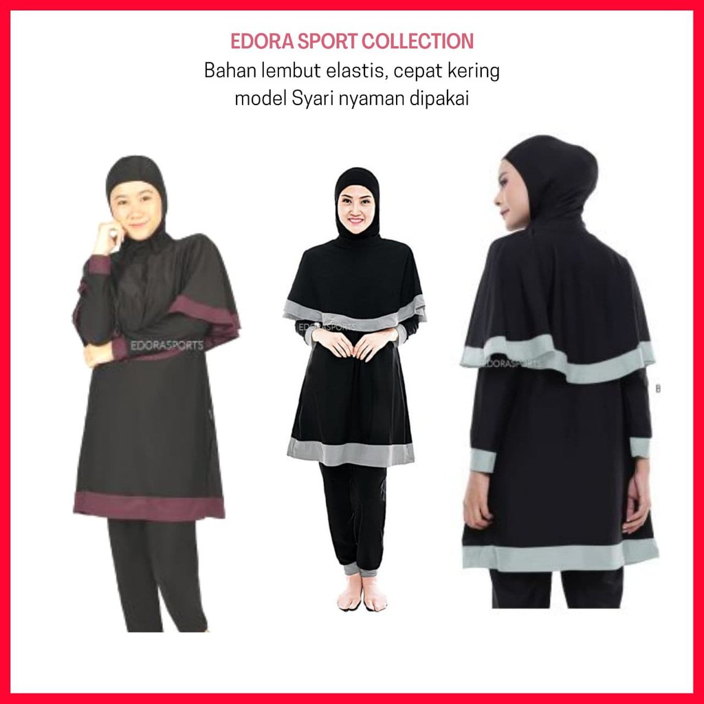 Baju Renang Muslimah Dewasa Bahan Cepat Kering EDORA EMP Baju Renang Edora Muslimah
