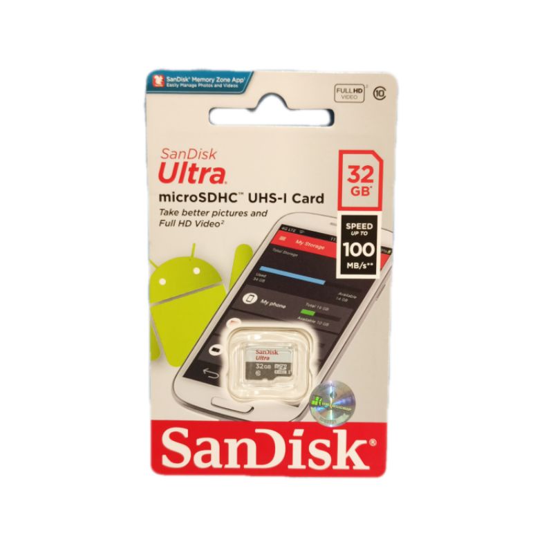 Micro SD 32GB Sandisk Ultra UHS-I 100Mbps full hd video MicroSDHC UHS-I 32G SANDISK Original