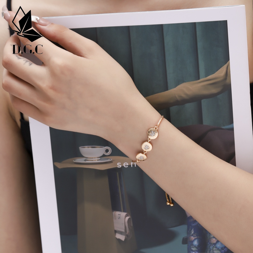 ✅D.G.C✨COD Gelang Titaniunm Bracelet Perak Wanita Diamond Premium Lapis 18K Anti Karat Berlian Korea Untuk Wanita Murah D380