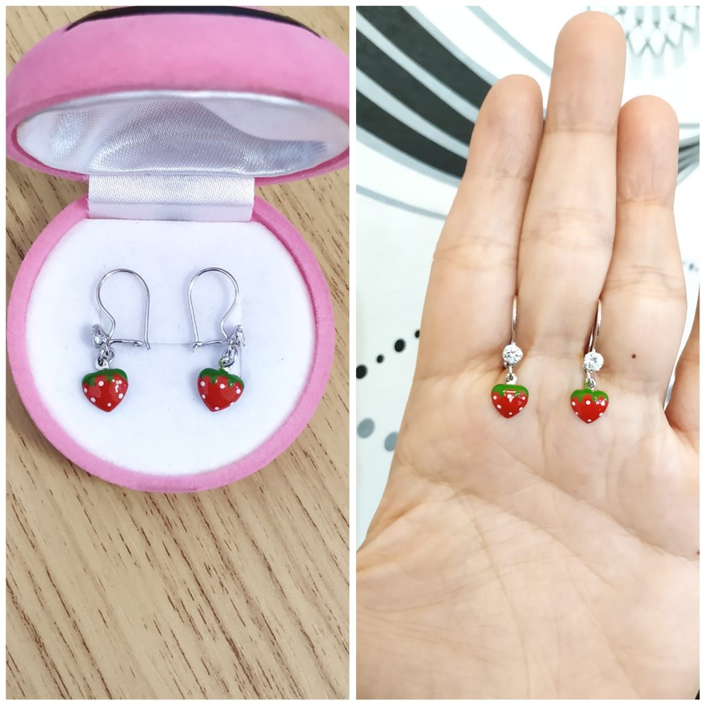 ANTING ANAK STROBERY SILVER PERAK ASLI S925 CC465