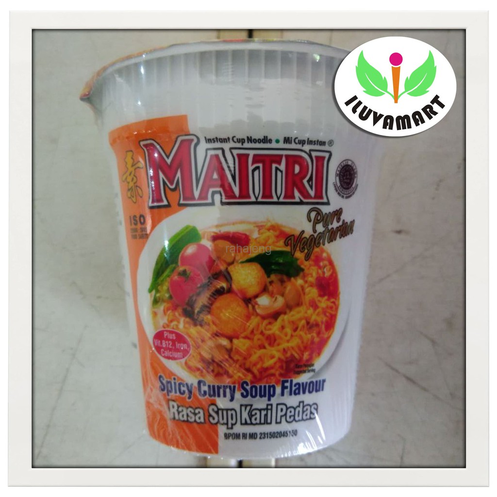 Mie Maitri Cup Rasa Kari Pedas / Spicy Curry Instant / Mi Seduh Vegan